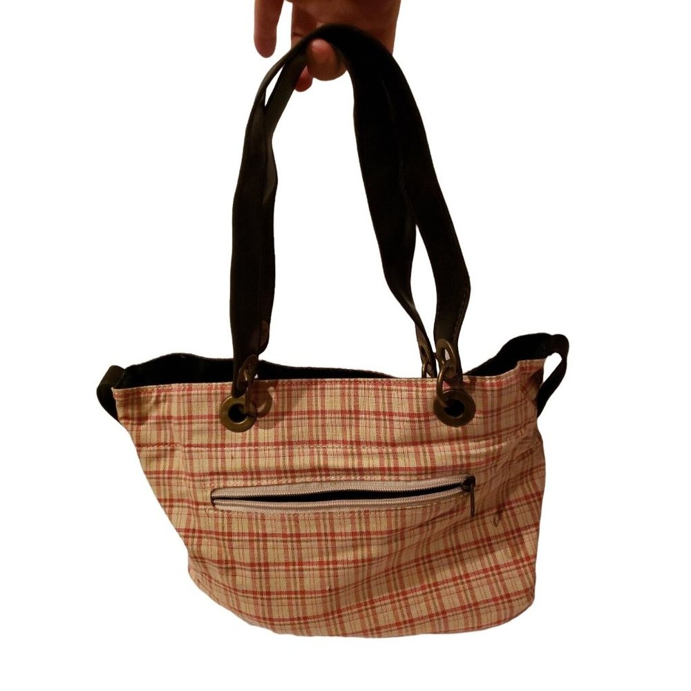 Cul-de-sac reversible tote shoulder bag Pink and White Plaid, Blue Jean